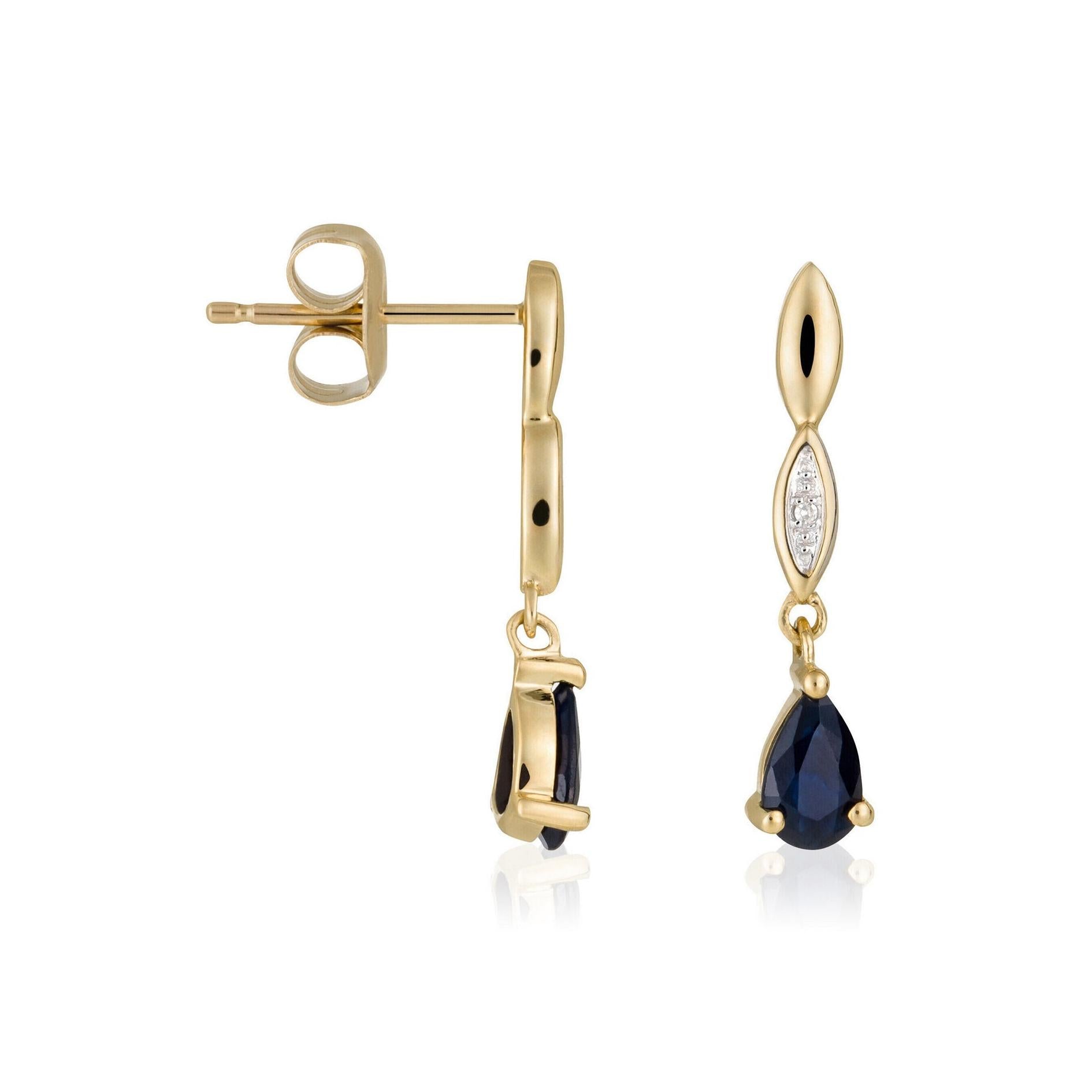 Pendientes "Syr-Daria" D0.01/2 y Zafiro 1.20/2 - Oro amarillo 375/1000