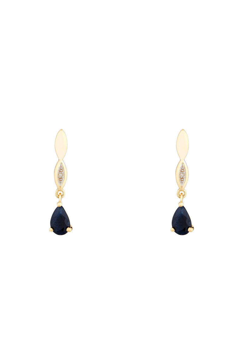 Earrings "Syr-Daria" D0,01/2 & Sapphire 1,20/2 - Yellow Gold 375/1000