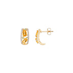 Boucles D'Oreilles "Olivines" Diamants 0,06/20 & Péridot 0,16/6 & Citrine 1,28/4 - Or Jaune 375/1000