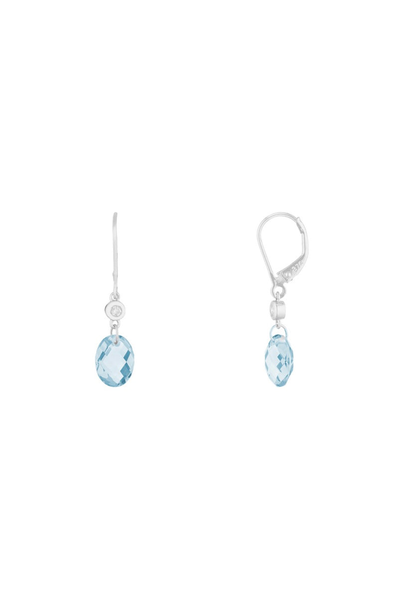 Olivia" Earrings D0,07/2 & Blue Topaz 5,40/2 - Gold Blanc 375/1000