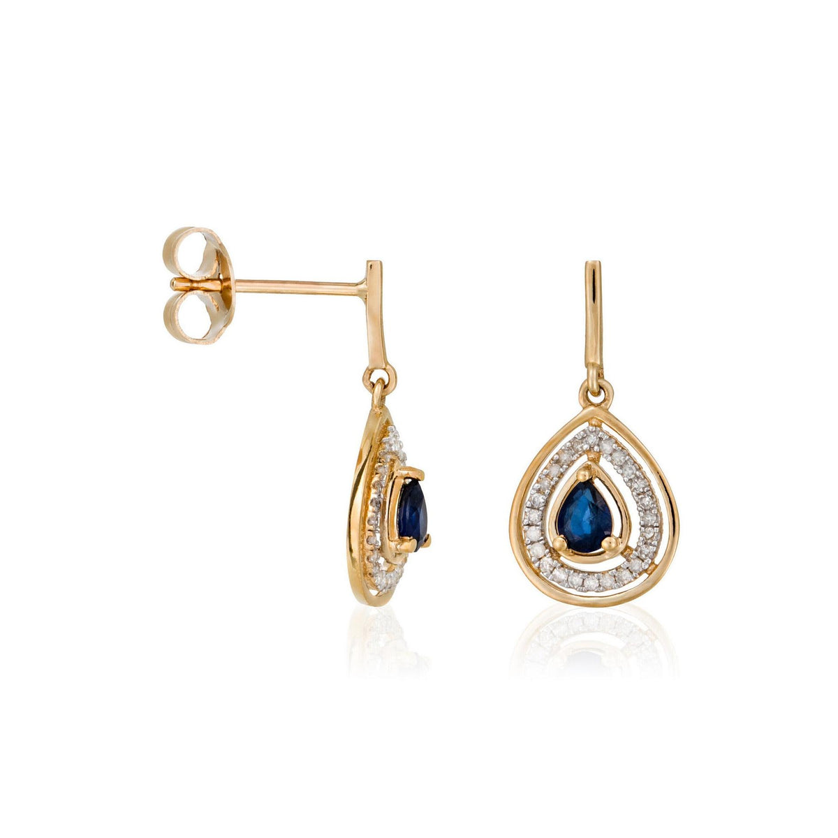 Boucles D'Oreilles "Océane" D0,17/48 & Saphir 0,44/2 - Or Jaune 375/1000
