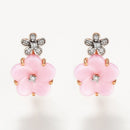 Boucle D'Oreilles "Floraisons" Ceram Rose Dia 0,075/14 - Or Rose 375/1000