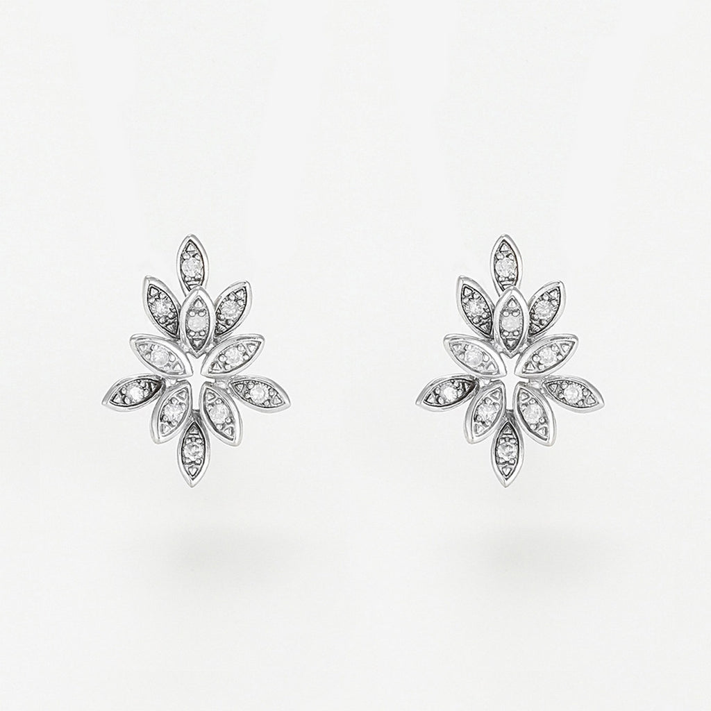 Boucles D'Oreilles "Bouquet" D0,12/22 - Or Blanc 375/1000