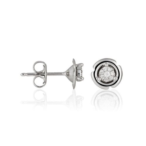 Boucles D'Oreilles "Round & Round" Diamants 0,06/16 - Or Blanc 375/1000