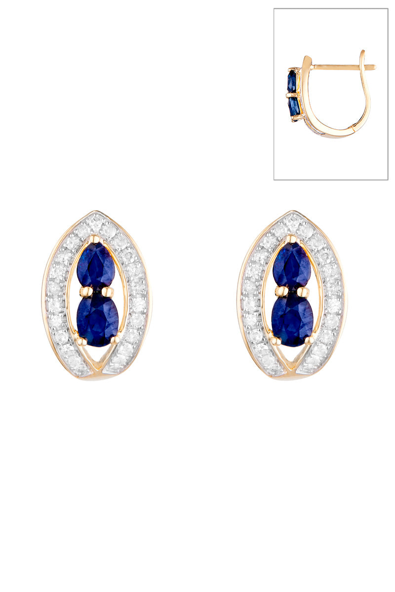 Boucles D'Oreilles "Westeros" Diamants 0,23/46 & Saphirs 1,1/4