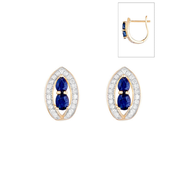 “Westeros” Earrings with Diamonds 0.23/46 & Sapphires 1.1/4 – 375/1000 Yellow Gold