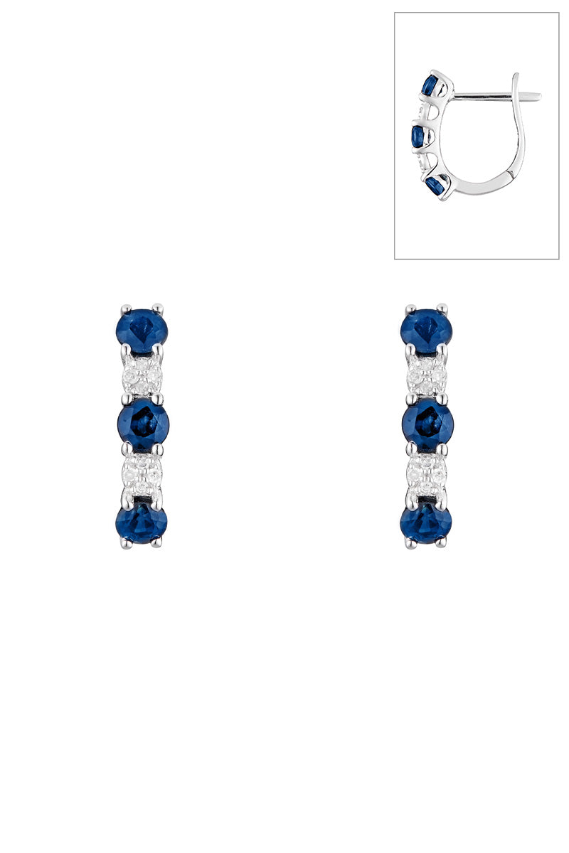 Boucles D'Oreilles "Port Royal" Diamants 0,05/16 & Saphirs 1,08/6