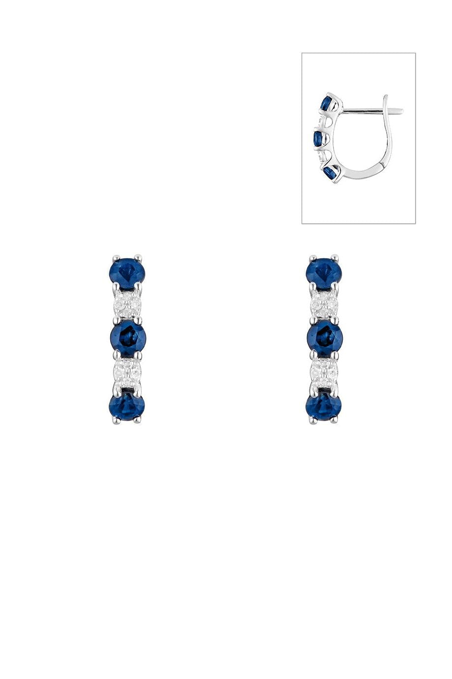 Boucles D'Oreilles "Port Royal" Diamants 0,05/16 & Saphirs 1,08/6