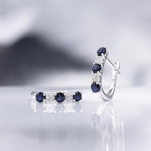 “Port Royal” Diamond Earrings 0.05/16 & Sapphires 1.08/6