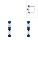 Port Royal" Earrings Diamonds 0,05/16 & Sapphires 1,08/6 - Gold Blanc 375/1000