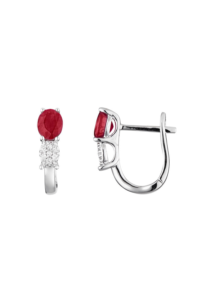 Boucles D'Oreilles "Lisemore" Diamants 0,04/14 Et Rubis 0,96/2