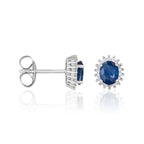 Boucles D'Oreille "Abra" Diamants 0,13/36 & Saphirs 1,1/2 - Or Blanc 375/1000