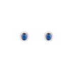Boucles D'Oreille "Abra" Diamants 0,13/36 Et Saphirs 1,1/2 - Or Blanc 375/1000