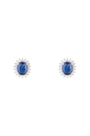 Abra" Earrings Diamonds 0,13/36 And Sapphires 1,1/2 - Gold Blanc 375/1000