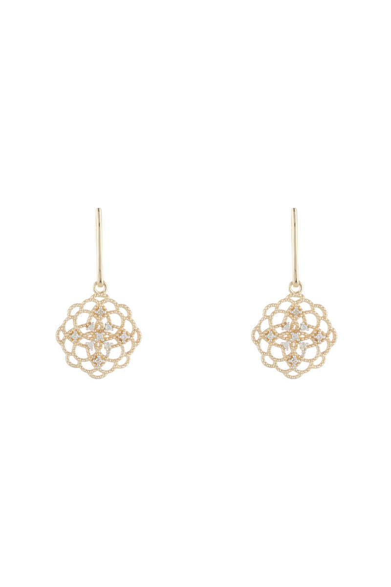 Boucles D'Oreiles "Dentelles" Dia0,10/18 - Or Jaune 375/1000