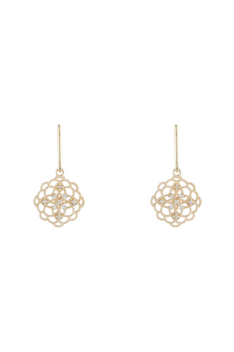 Pendientes “Encaje” Dia0.10/18 – Oro Amarillo 375/1000