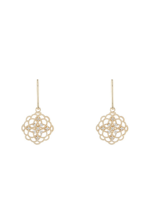 Lace Earrings, 0.10/18 mm Diameter - 375/1000 Yellow Gold