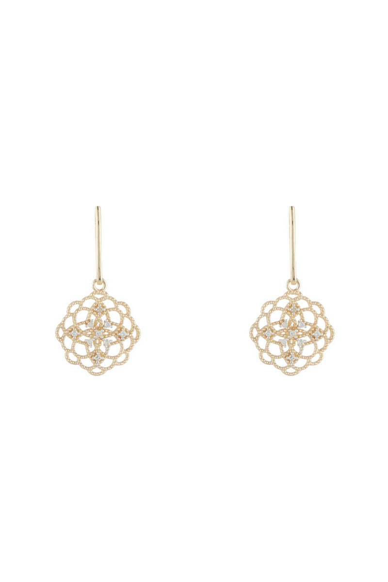 Boucles D'Oreiles "Dentelles" Dia0,10/18 - Or Jaune 375/1000