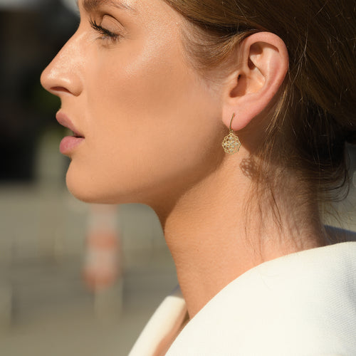 Boucles D'Oreiles "Dentelles" Dia0,10/18 - Or Jaune 375/1000