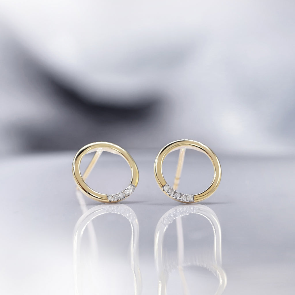 Boucles D'Oreilles "Cercle" Diamants 0,04/10 - Or Jaune 375/1000