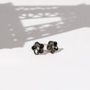 Boucles D'Oreilles "Fleur Noir" Ceram Dia 0,04/2 - Or Jaune 375/1000