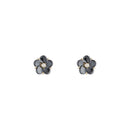 Boucles D'Oreilles "Fleur Noir" Ceram Dia 0,04/2 - Or Jaune 375/1000