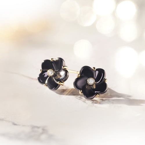 Boucles d'oreilles "Fleur noir" Ceram Dia 0,04/2