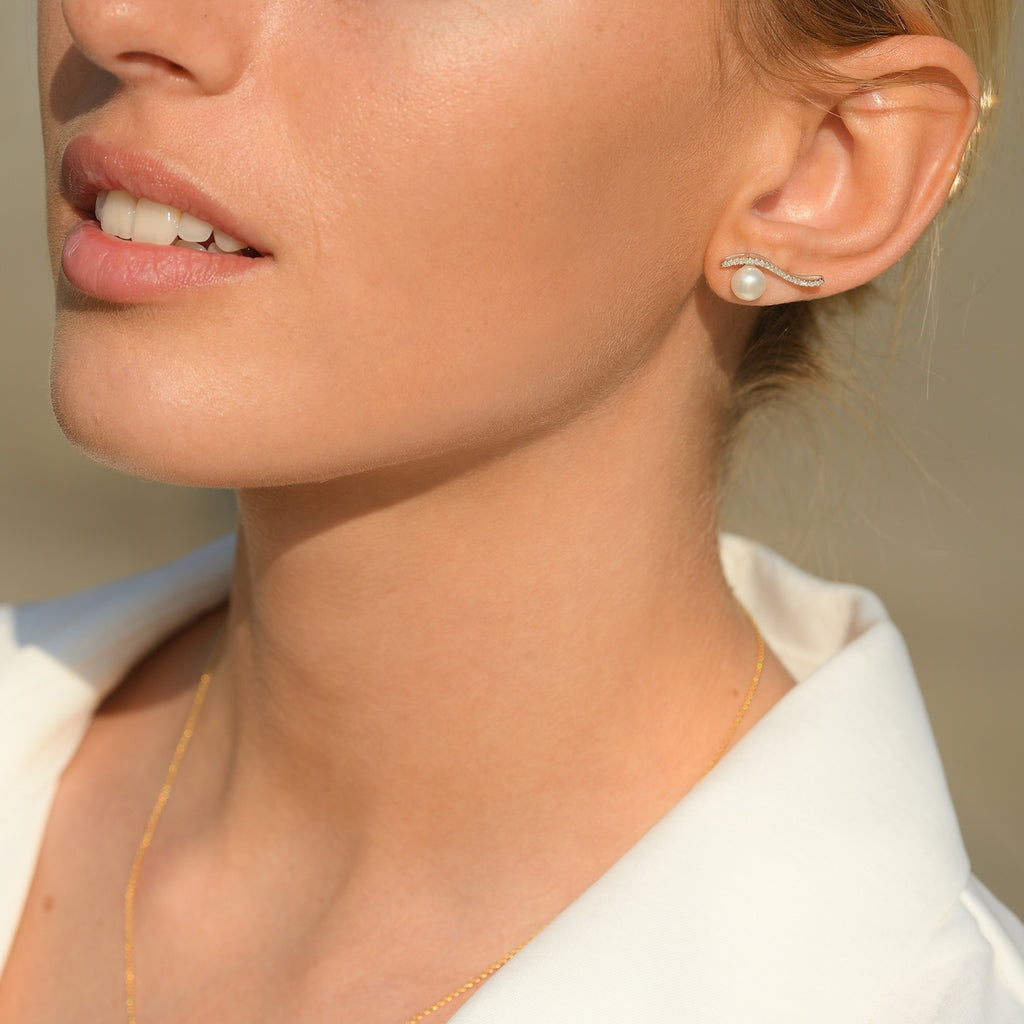 Boucles D'Oreilles "Vague Sublime" P6Mm*2 D 0,17/38 - Or Blanc 375/1000
