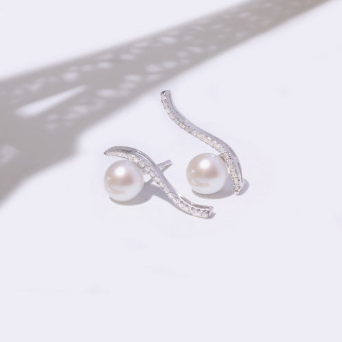 Boucles D'Oreilles "Vague Sublime" P6Mm*2 D 0,17/38 - Or Blanc 375/1000