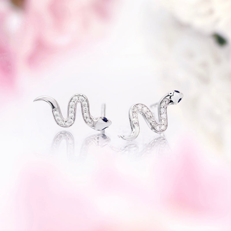 Earrings "Saly" D 0,14/78 Sapphire 0,044/4 - Gold Blanc 375/1000