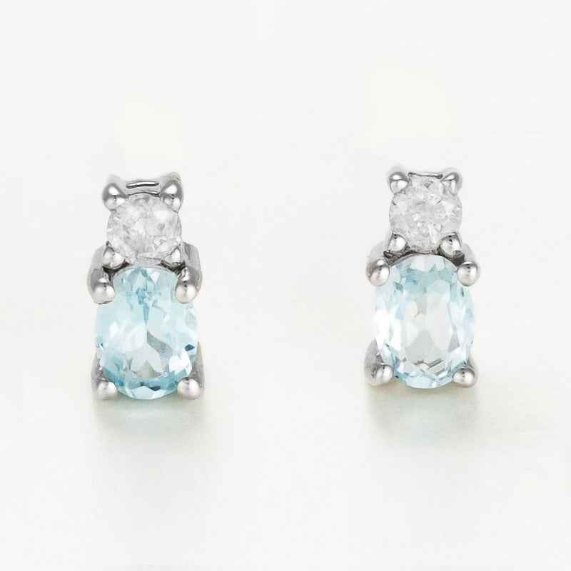 Boucles D'Oreilles "Azur" D0,08/2 Blue Topaze 0,48/2 - Or Blanc 375/1000