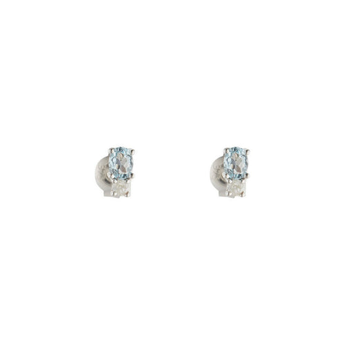 Boucles D'Oreilles "Azur" D0,08/2 Blue Topaze 0,48/2 - Or Blanc 375/1000