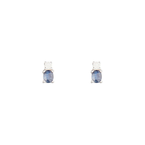 Boucles D'Oreilles "Croisières" D0,08/2 ; Saphir 0,5/2 - Or Blanc 375/1000