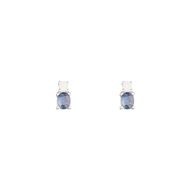 Boucles D'Oreilles "Croisières" D0,08/2 ; Saphir 0,5/2 - Or Blanc 375/1000