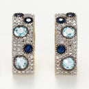 Boucles D'Oreilles "Toamasina" D 0,0035/20 Saphir 0,1/6 Blue Topaze 0,176/4 - Or Jaune 375/1000