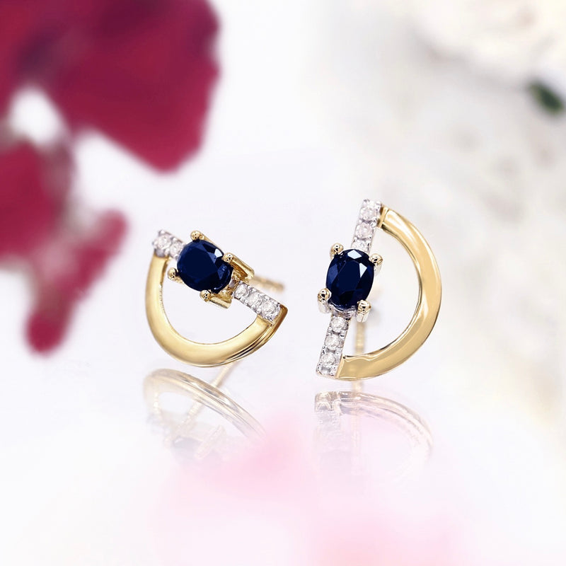 Earrings "Lana" D 0,066/12 Sapphire 0,5/2 - Yellow Gold 375/1000