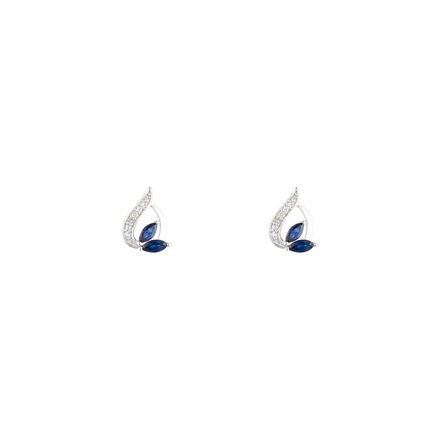 Boucles D'Oreilles "Coban" D 0,045/8 Saphir 0,532/4 - Or Blanc 375/1000