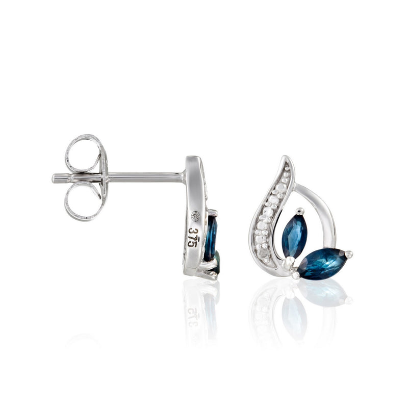 Boucles D'Oreilles "Coban" D 0,045/8 Saphir 0,532/4 - Or Blanc 375/1000