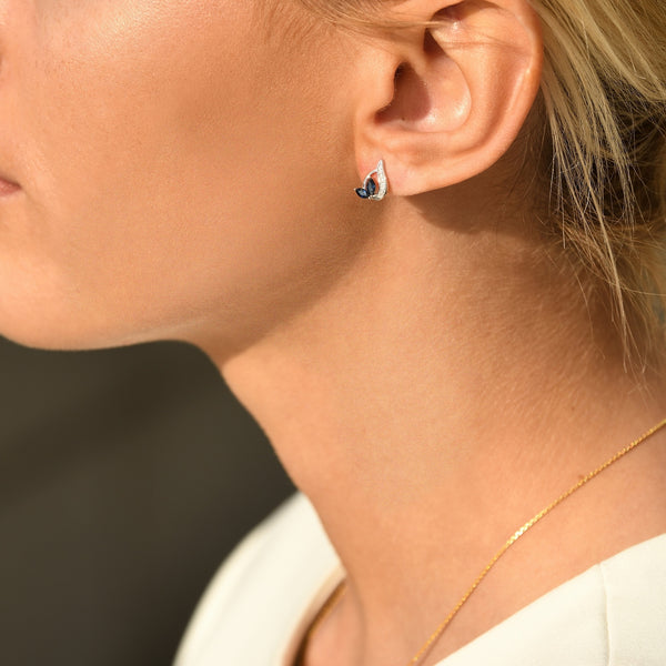 "Coban" Earrings, D 0.045/8, Sapphire 0.532/4 - 375/1000 White Gold