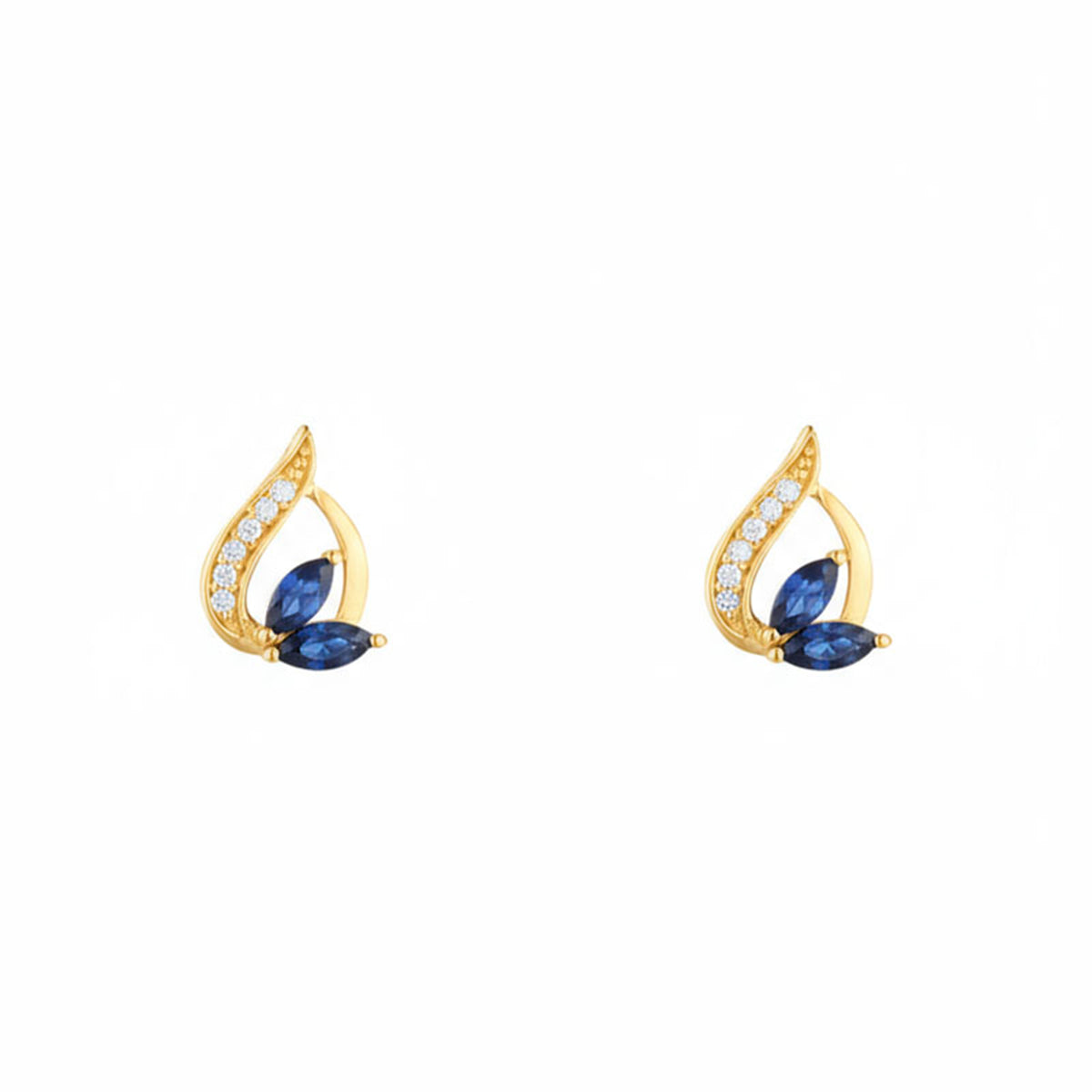 Boucles D'Oreilles "Coban" D 0,045/8 Saphir 0,532/4 - Or Jaune 375/1000