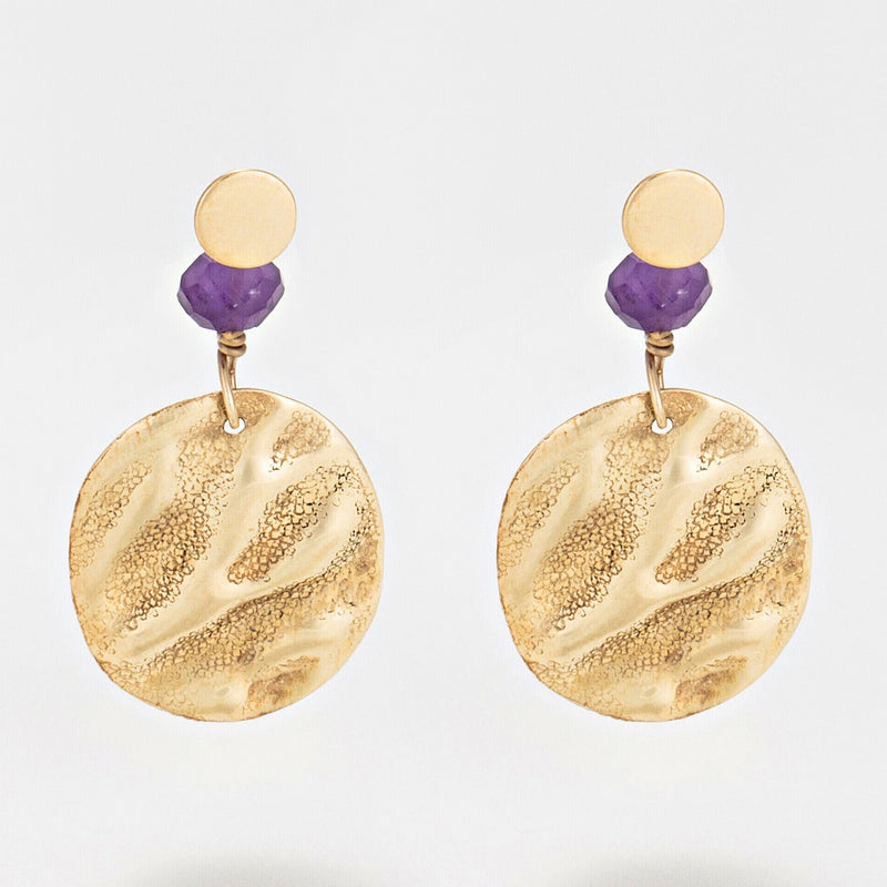 Boucles D'Oreilles "Médaille D'Or" Améthyste 0,35Ct/2