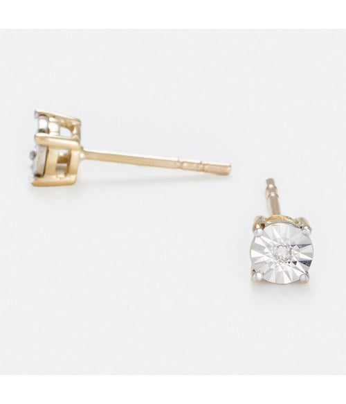 Boucles D'Oreilles "Puce Grande Illusion" - Diamant 0,01/2 - Or Jaune