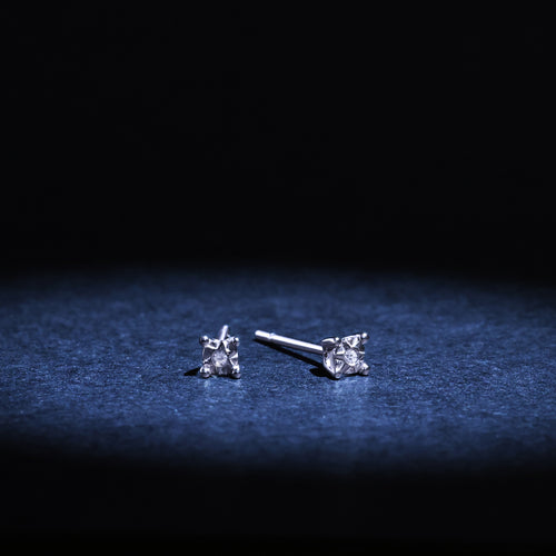 Blanc Pendientes "Petites Puces" Diamantes: 0,01Ct/2 - Oro 375/1000