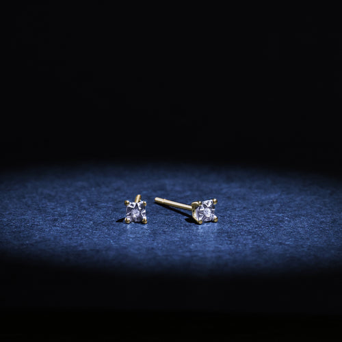 Boucles D'Oreilles "Petites Puces" Diamants: 0,01Ct/2 - Or Jaune 375/1000