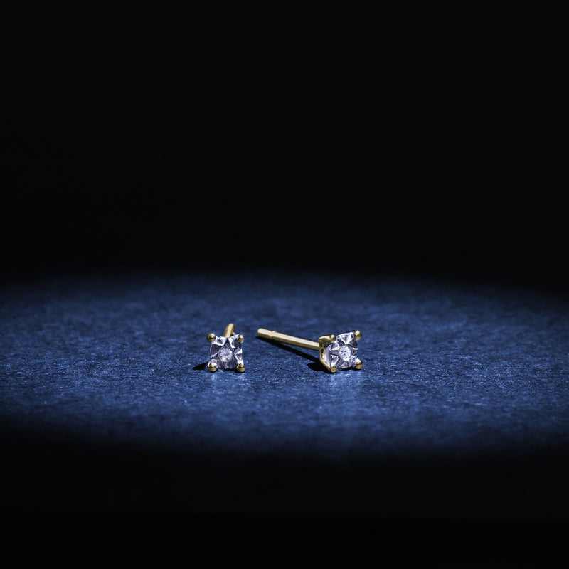 Boucles D'Oreilles "Petites Puces" Diamants: 0,01Ct/2 - Or Jaune 375/1000