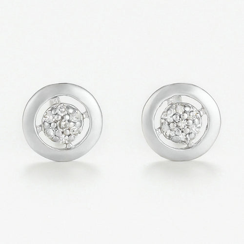 Boucles D'Oreilles "Perfect Stone" D0,08Ct/14 - Or Blanc 375/1000