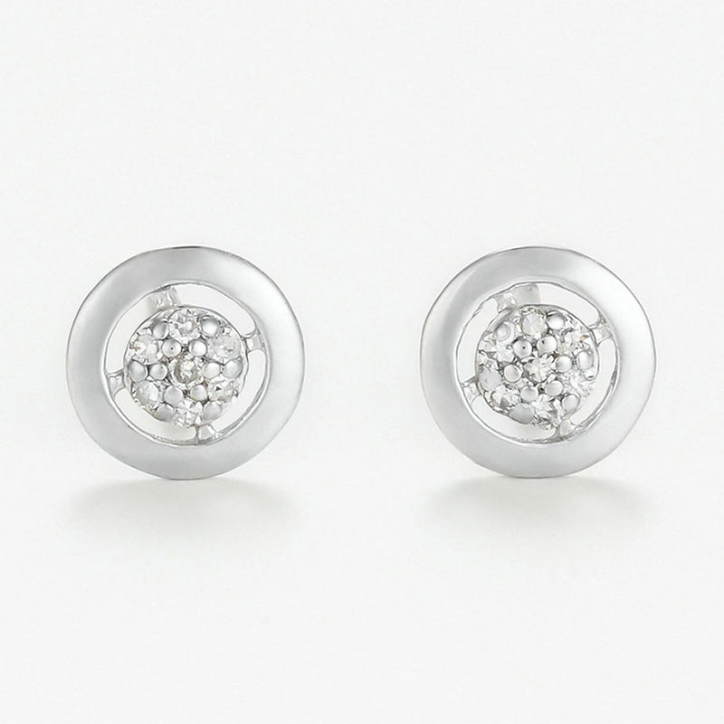 Boucles D'Oreilles "Perfect Stone" D0,08Ct/14 - Or Blanc 375/1000