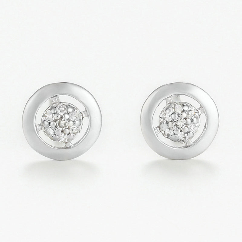 Boucles D'Oreilles "Perfect Stone" D0,08Ct/14 - Or Blanc