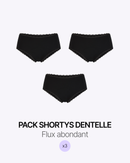 Pack Menstruel Trio Shortys En Dentelle - Noir