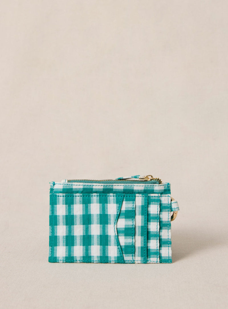 Porte Cartes Elmo Textile - Vichy Emeraude